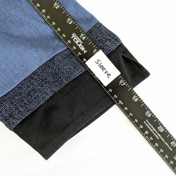 Allison Daley Women's Size 16 Button Down Blouse Blue Patchwork Embroidered - Picture 11 of 12